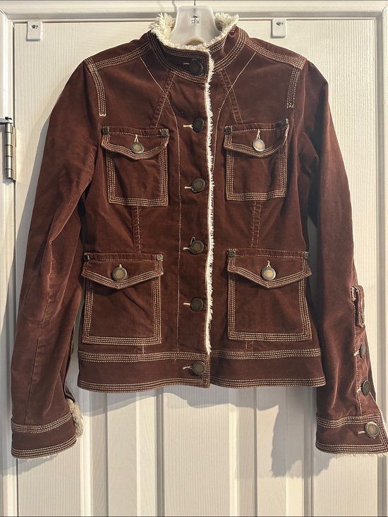 Twill Twenty Two Jackets & Blazers - Y2K 2000s Twill Twenty Two Utility Corduroy Jacket Chocolate Brown Sherpa Small